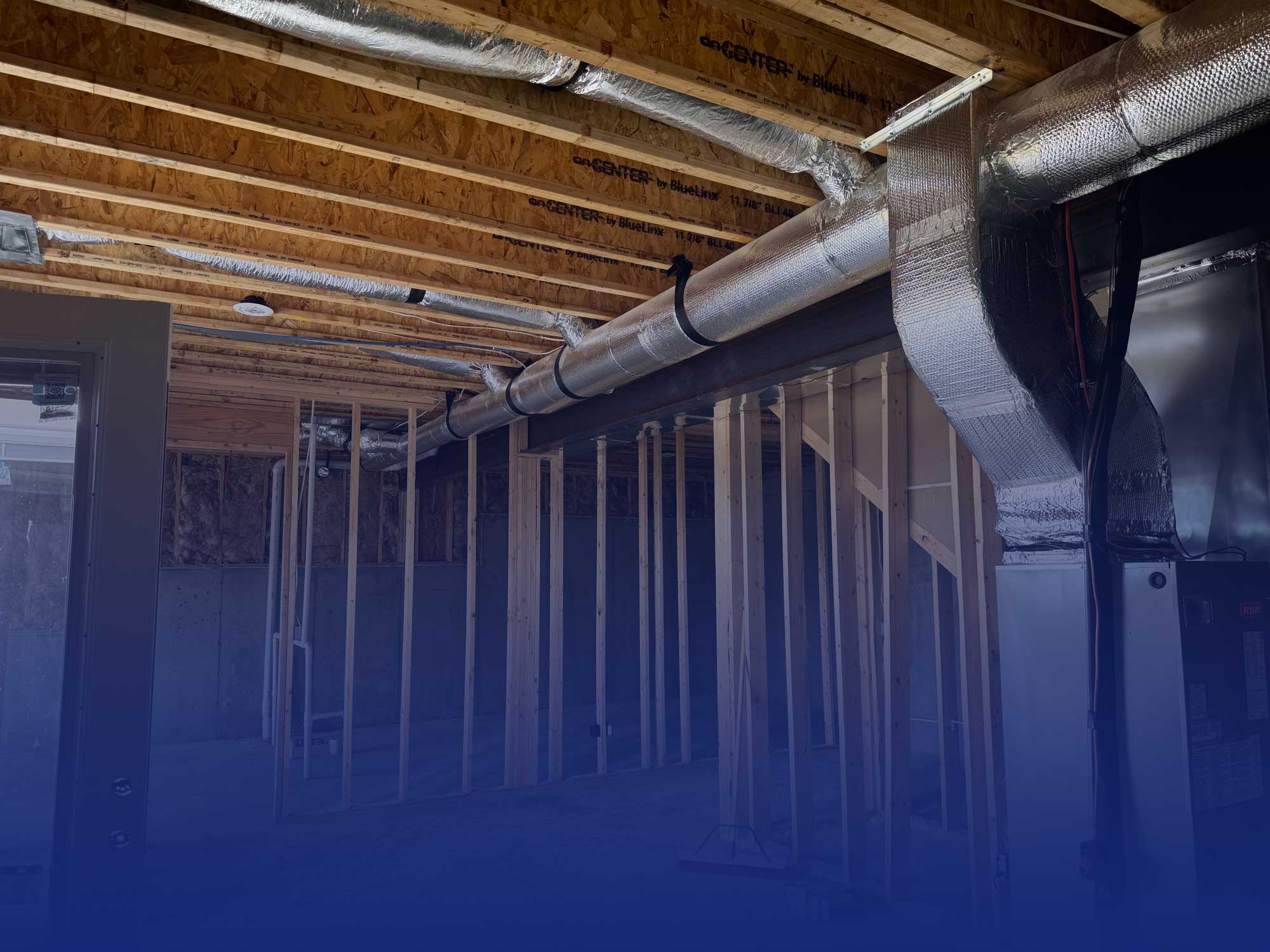 HVAC ductwork installed in a Central Kentucky new construction project
